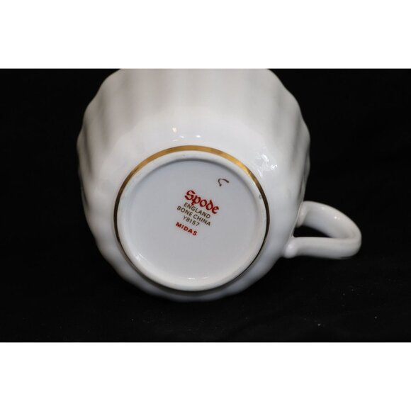 Vintage Spode Midas Bone China England 2 1/2" Coffee Tea Cup Y8157 Gold Rib - Picture 2 of 3